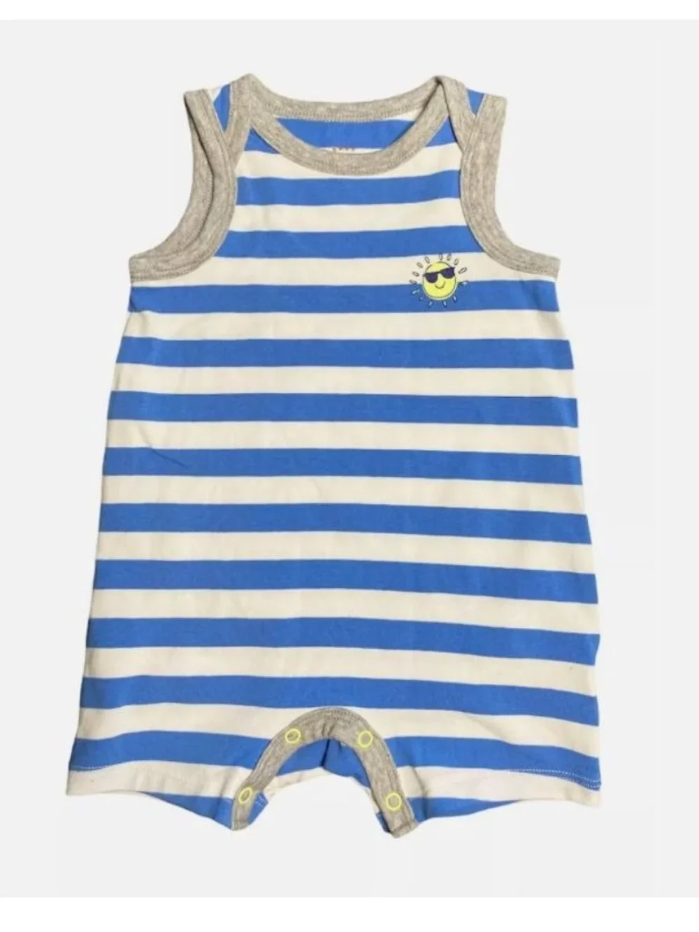 Cat & Jack Baby Beach Bum Blue & White Striped Sleeveless Romper NB